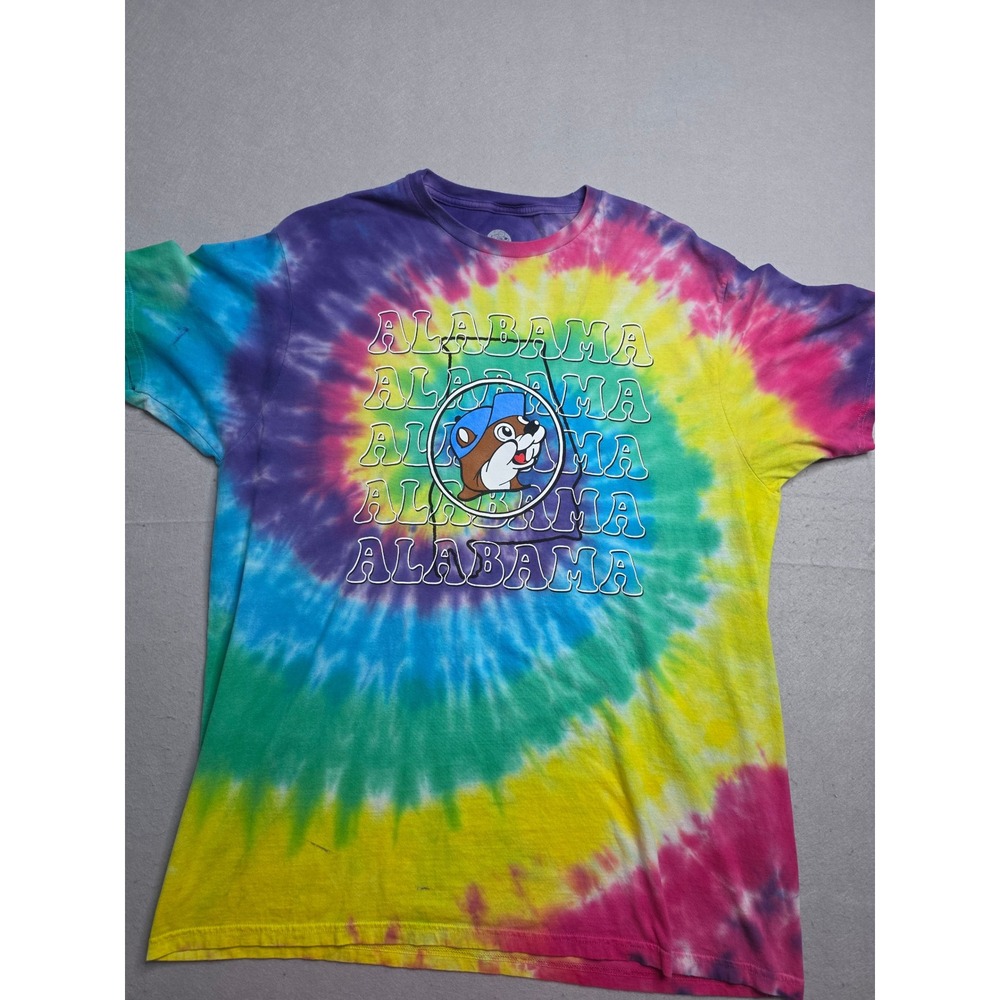 Buc-ee's‎ T-Shirt Men's Large Multicolor Tie-Dye Graphic Cotton Short Sleeve